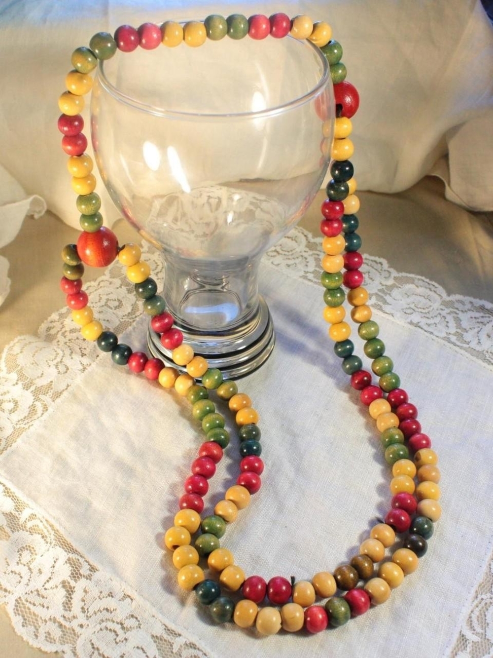 Multi-Color Wooden Bead Necklace